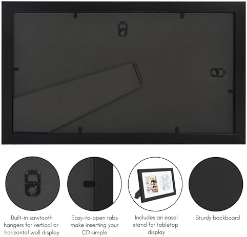 Americanflat 65x12 CD Frame with Shatter-Resistant Glass - Black 1