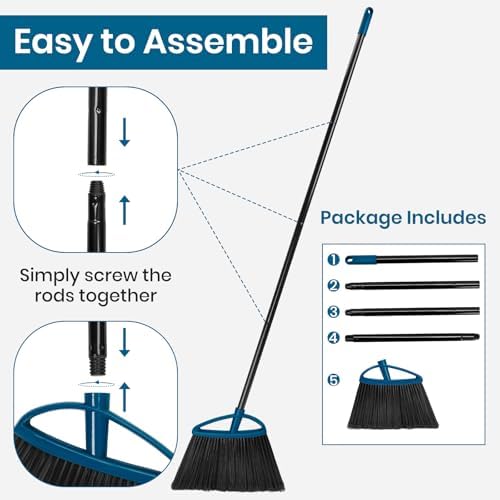 MAVRIZ 3 Pack Heavy Duty Brooms with Long Handles