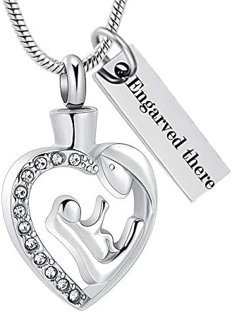 Shajwo Cremation Jewelry Baby in Mom Arms Heart Urn Necklace