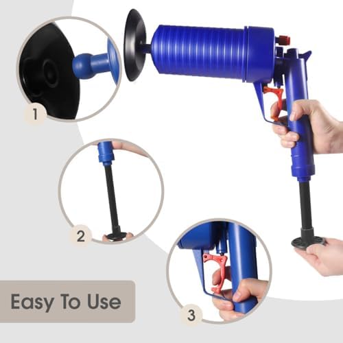 ODOROKU High Pressure Air Drain Blaster Gun with 4 Sizes Suckers