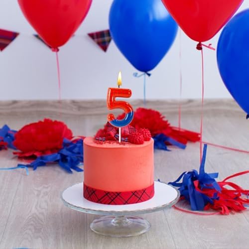 Red Blue Spider Web 3 Birthday Candle Cake Topper