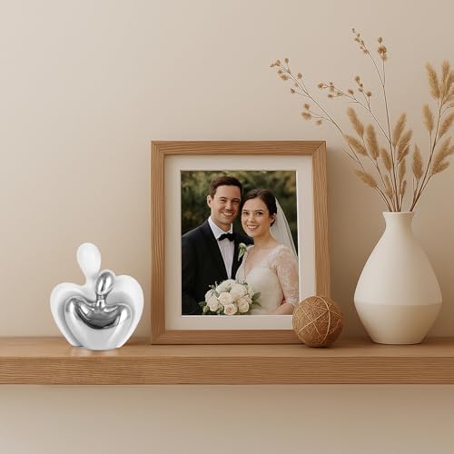 White and Silver Mini Ceramic Couple Sculpture