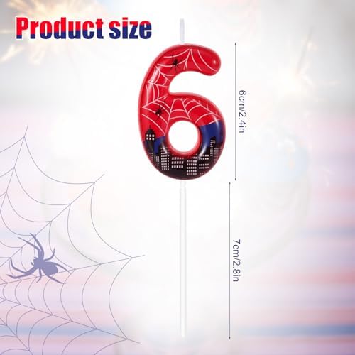 Spider Themed Birthday Candle Red Blue 6cm