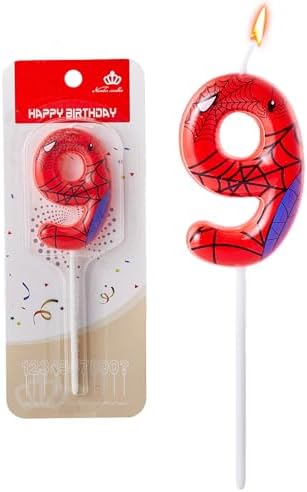 Gezan Spider Themed Birthday Candles Number 9