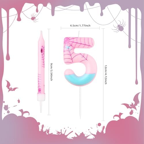 iNINGER Pink Spider Birthday Candles Set