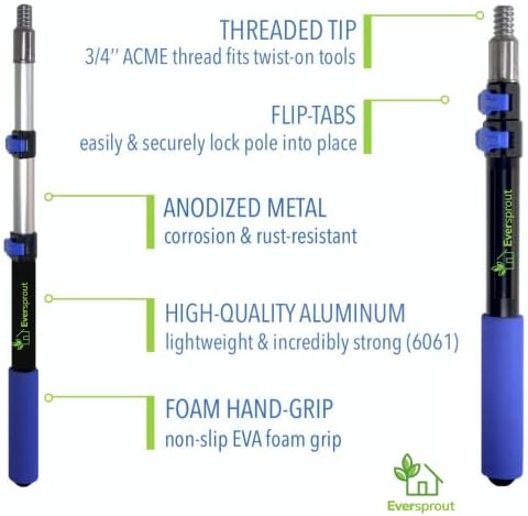 EVERSPROUT Telescopic Paint Roller Pole 15-3 Foot Flip-Tab Lock