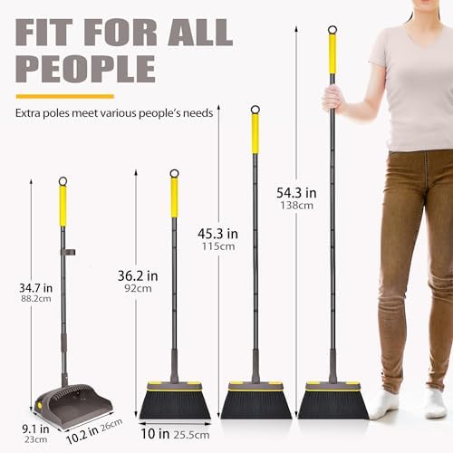 JEHONN Angle Broom with Dustpan Combo Set