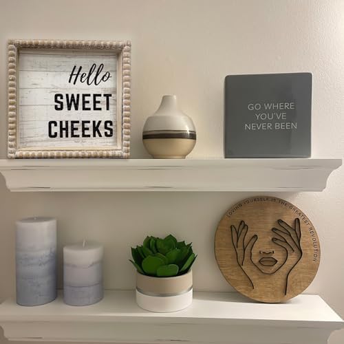 Boho Farmhouse Bathroom Decor Sign - Hello Sweet Cheeks
