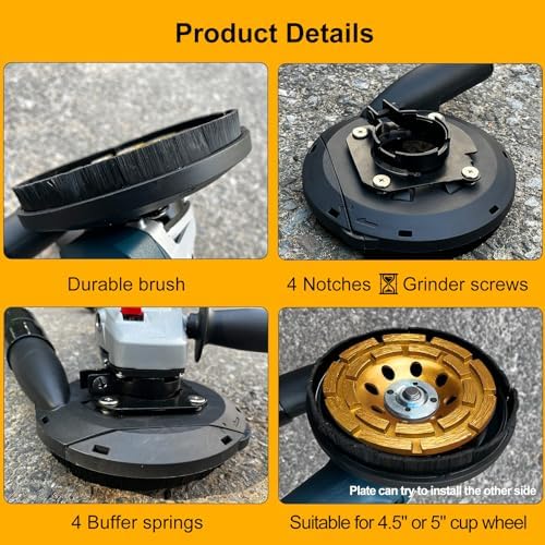 Dust Shroud for 45 and 5 Inch Angle Grinders with Vacuum Connection
