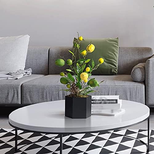 NDRFAWY Artificial Yellow Lemon with Vase for Home Decor
