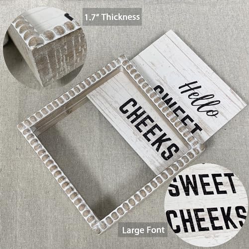 Boho Farmhouse Bathroom Decor Sign - Hello Sweet Cheeks
