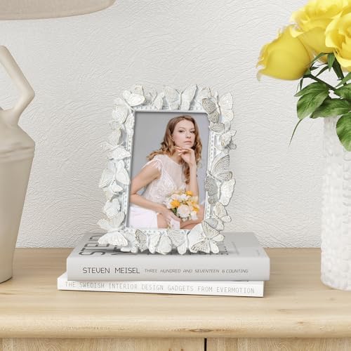Axeman 4x6 Picture Frame with Glass Butterfly Resin Wall Tabletop Display