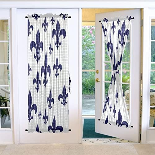 Navy Blue Fleur-de-lis Door Curtain 25x40in