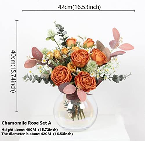 NDRFAWY Artificial Flowers Bouquet with Vase for Home Decor