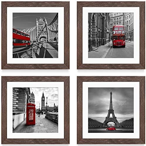 Tiblue 8x8 Rustic Wood Picture Frames Set of 4