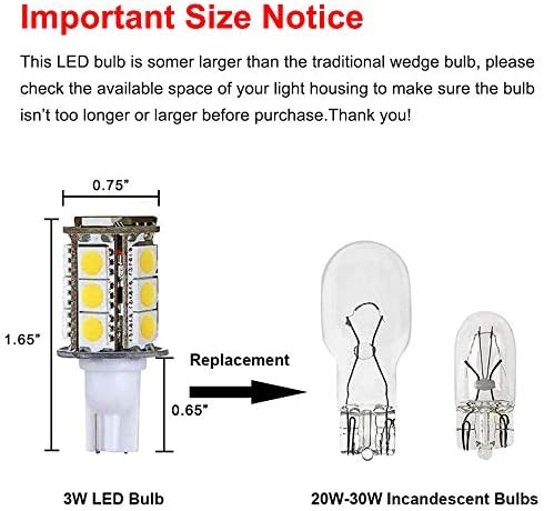 Makergroup T5 T10 Wedge Base LED Bulbs 3W Cool White 6000K 4pcs