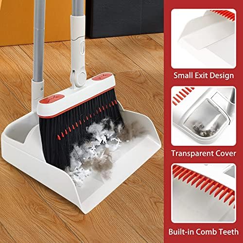 JEHONN Carpet Sweeper Manual with Horsehair Broom and Dustpan Set