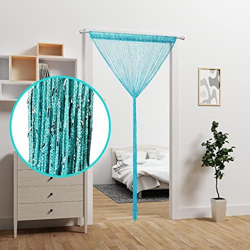 Atsweetlife Door String Curtain with Lake-Blue Beads