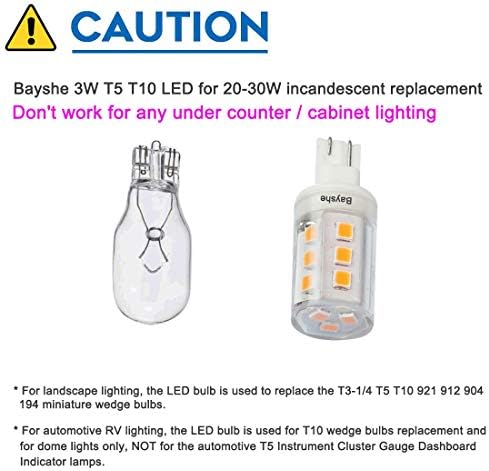 Bayshe T10 Wedge Base LED Bulb 3W 8 Pack Warm White