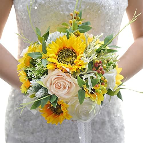 Elegant 11 Inch Sunflower Bridal Bouquet Artificial Flowers