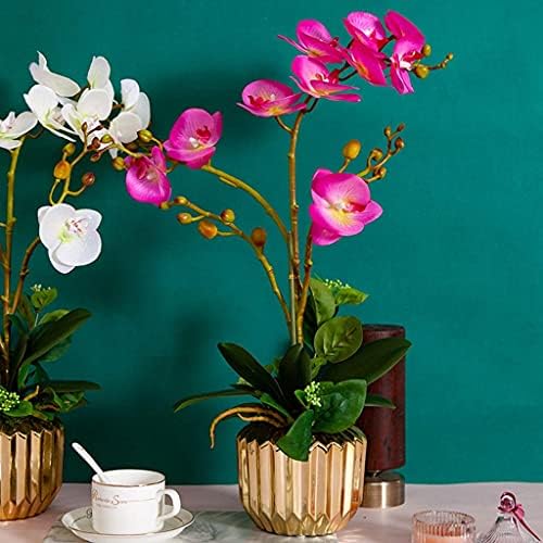 NDRFAWY Artificial Orchids Flowers in Gold Vase Set