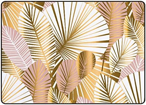CHIGUA Large Area Rug Pale Rose Gold Lines Abstract Leaves 80x58in