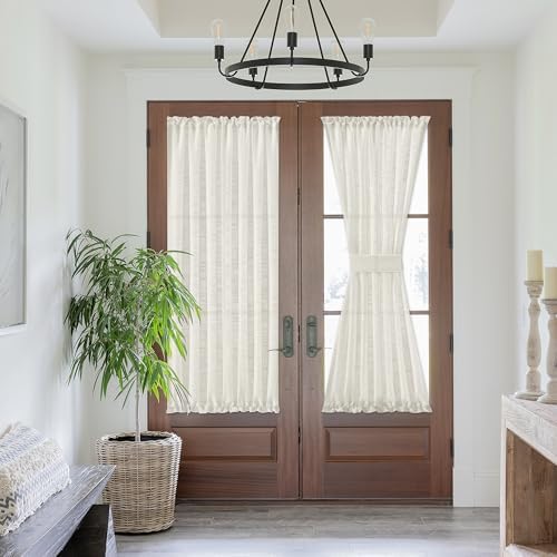 FMFUNCTEX Linen French Door Panels 72 Inches Natural Beige
