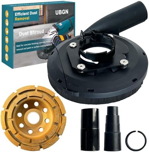 Dust Shroud for 45 and 5 Inch Angle Grinders with Vacuum Connection