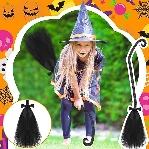 Liliful 2 Pcs Halloween Witch Broom with Ribbons 1