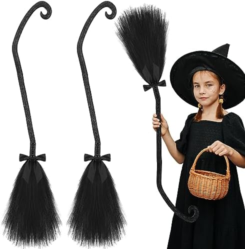 Liliful 2 Pcs Halloween Witch Broom with Ribbons 1