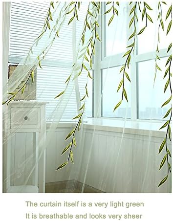 Ufurty 2 Piece Willow Leaf Sheer Curtain Panels