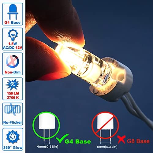 Ziomitus G4 LED Bulbs 10W-20W Warm White 2700K 10 Pack