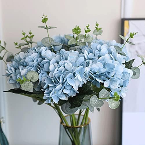 Artificial Yellow Hydrangea Flowers with Glass Vase