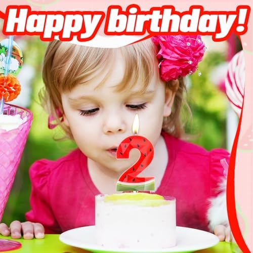 Zolunu 3rd Birthday Watermelon Candle for Summer Party Decorations