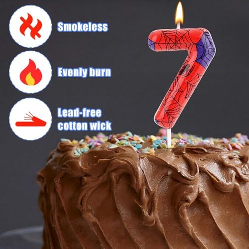 Spider Birthday Candle Number 7 Decor for Cake