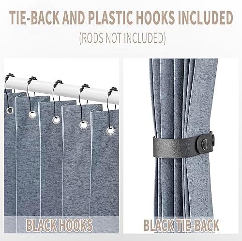 Vatge Blue Accordion Door Curtain Panel with Tieback