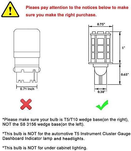 Makergroup T5 T10 Wedge Base LED Bulbs 3W Cool White 6000K 4pcs