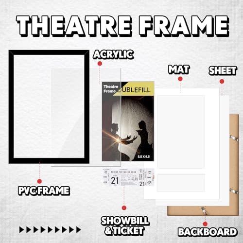DoubleFill 4 Pcs Theatre Bill Frame with Mat and Hanger