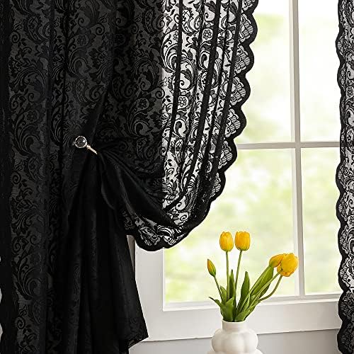 ALIGOGO Black Gothic Sheer Curtains 52x84 Inch 1