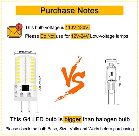 LED G4 Bi-Pin Bulbs 3W Daylight White 10-Pack