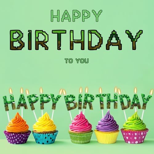 OGnomiFX Happy Birthday Pixel Candles Set Green 1