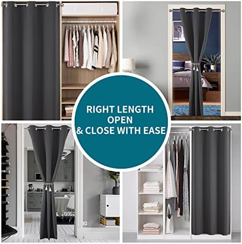 Joydeco Door Curtain Panel 78 Inches Black