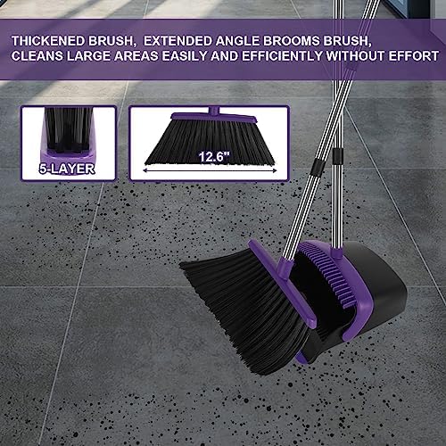 Large Purple Broom with Dustpan Combo Set