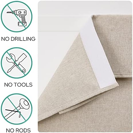 HOMEIDEAS Natural Linen French Door Curtains 1 Panel - W26 x L40 Inch