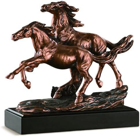F53166 Two Horses Bronze Plated Resin Sculpture