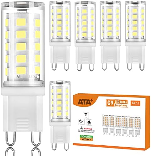 ATA 6 Pack G9 LED Bulbs 4W 6000K Halogen Replacement