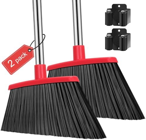 NACENA 55 Inch Heavy Duty Angle Broom 2 Pack