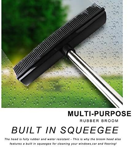 GLOYY Pet Hair Rubber Broom with Squeegee