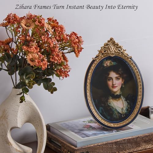 ZIHARA 5x7 Oval Picture Frame with Easel and Hook