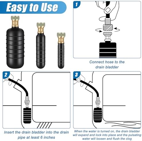 Zhaoyao 3 PCS Universal Drain Bladder Kit for 1-6 Pipes 1